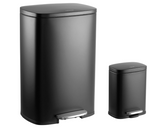 happimess HPM1006B Connor Rectangular 13-Gallon Garbage Can with Soft-Close Lid and Free Mini Garbage Can, Black