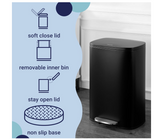happimess HPM1006B Connor Rectangular 13-Gallon Garbage Can with Soft-Close Lid and Free Mini Garbage Can, Black