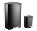 happimess HPM1006B Connor Rectangular 13-Gallon Garbage Can with Soft-Close Lid and Free Mini Garbage Can, Black