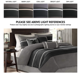 Madison Park Palmer Comforter Set - Faux Suede Design, Striped Accent, All Season Down Alternative Bedding, Matching Shams, Decorative Pillow, Bed Skirt, King (104 in x 92 in), Black 7 Piece