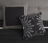 Madison Park Palmer Comforter Set - Faux Suede Design, Striped Accent, All Season Down Alternative Bedding, Matching Shams, Decorative Pillow, Bed Skirt, King (104 in x 92 in), Black 7 Piece