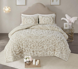 Madison Park Shabby Chic All Season Down Alternative Bed Set with Matching Shams, Cotton, Floral Taupe, Full/Queen(90"x90")