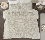 Madison Park Shabby Chic All Season Down Alternative Bed Set with Matching Shams, Cotton, Floral Taupe, Full/Queen(90"x90")