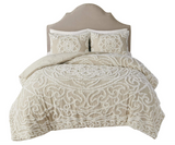 Madison Park Shabby Chic All Season Down Alternative Bed Set with Matching Shams, Cotton, Floral Taupe, Full/Queen(90"x90")