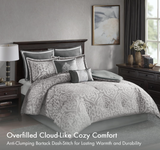 Madison Park Odette Cozy Comforter Set Jacquard Damask Medallion Design - Modern All Season, Down Alternative Bedding, Shams, Decorative Pillows, King(104 in x 92 in), Silver 8 Piece