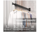 Wall Mounted Clothes Hanger Rack, Retractable Clothes Drying Rack,Space-Saver, Laundry Drying Rack,Collapsible, for Laundry,Balcony, Mudroom, Bedroom,Dark Grey Color,sh-02