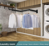 Wall Mounted Clothes Hanger Rack, Retractable Clothes Drying Rack,Space-Saver, Laundry Drying Rack,Collapsible, for Laundry,Balcony, Mudroom, Bedroom,Dark Grey Color,sh-02