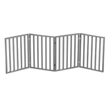 Wooden Pet Gate- Foldable 4-Panel Indoor Barrier Fence, Freestanding and Lightweight Design for Dogs, Puppies, Pets- 72 x24” (Gray Paint)