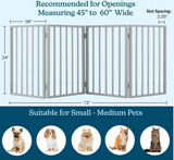 Wooden Pet Gate- Foldable 4-Panel Indoor Barrier Fence, Freestanding and Lightweight Design for Dogs, Puppies, Pets- 72 x24” (Gray Paint)