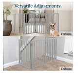 Wooden Pet Gate- Foldable 4-Panel Indoor Barrier Fence, Freestanding and Lightweight Design for Dogs, Puppies, Pets- 72 x24” (Gray Paint)