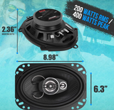 Pyle 3-Way Universal Car Stereo Speakers - 400W 6” x 8” Triaxial Loud Pro Audio Car Speaker Universal OEM Quick Replacement Component Speaker Vehicle Door/Side Panel Mount Compatible - PL6183BK (Pair)