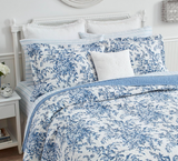 Laura Ashley 185748 Bedford Cotton Reversible Quilt Set, King Blue