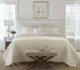 Laura Ashley Felicity Collection Quilt Set-100percent Cotton, Reversible, All Season Bedding with Matching Sham(s), Pre-Washed for Added Softness, Queen, Ivory, 212691