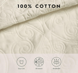 Laura Ashley Felicity Collection Quilt Set-100percent Cotton, Reversible, All Season Bedding with Matching Sham(s), Pre-Washed for Added Softness, Queen, Ivory, 212691