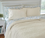 Laura Ashley Felicity Collection Quilt Set-100percent Cotton, Reversible, All Season Bedding with Matching Sham(s), Pre-Washed for Added Softness, Queen, Ivory, 212691