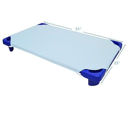 American Baby Company 8 Piece 100% Natural Cotton Percale Cot Sheets for Daycare Standard Size 23" x 51" - Soft & Breathable Cot Sheets for Daycare and Preschool, Blue