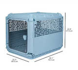 SPORT PET Plastic Kennels Rolling Plastic Wire Door Travel Dog Crate, Collabsible Kennel