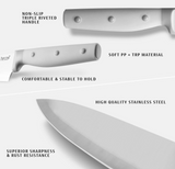 hecef Kitchen Knife Block Set, 14 Pieces Knife Set with Wooden Block & Sharpener Steel & All-purpose Scissors, High Carbon Stainless Steel Cutlery Set, Mothers Day Gift Housewarming Birthday(Grey)