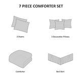 Madison Park Cozy Comforter Set Casual Blocks Design All Season, Matching Bed Skirt, Decorative Pillows, Cal King(104"x92"), Dune Suede, Black Grey, 7 Piece