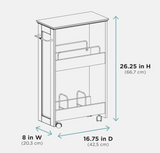 Zenna Home Slim Bath Shelves, Freestanding Moveable Bathroom Storage,White,8 inch