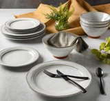 Gibson Elite Terranea Round Reactive Glaze Terra Cotta Dinnerware Set, Service for Four (12pcs), White