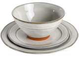 Gibson Elite Terranea Round Reactive Glaze Terra Cotta Dinnerware Set, Service for Four (12pcs), White