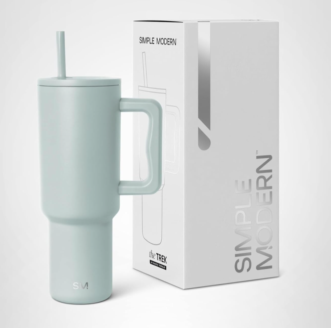 Simple Modern 40 oz Tumbler with Handle and Straw Lid | Insulated Cup Reusable Stainless Steel Water Bottle Travel Mug Cupholder Friendly | Gifts for Women Him Her | Trek Collection | Sea Glass Sage
