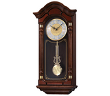 SEIKO Stately Dark Brown Solid Oak Case Wall Clock with Pendulum and Chime, QXH004B