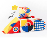 Follies Baby Bauhaus Building Blocks Set - Soft, High Contrast, Developmental Toys - Infant, Toddler - Includes Cube, Ball, Pyramid - Indoor Play