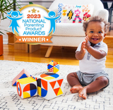 Follies Baby Bauhaus Building Blocks Set - Soft, High Contrast, Developmental Toys - Infant, Toddler - Includes Cube, Ball, Pyramid - Indoor Play