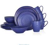 Stone Lain Clara Porcelain 16-Piece Round Dinnerware Set, Blue, Service For 4