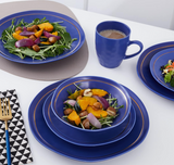 Stone Lain Clara Porcelain 16-Piece Round Dinnerware Set, Blue, Service For 4