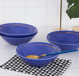Stone Lain Clara Porcelain 16-Piece Round Dinnerware Set, Blue, Service For 4