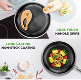 NutriChef 10" Stainless Steel Frying Pan - Triply Kitchenware Stir Fry Pan Kitchen Cookware w/DAKIN Etching Non-Stick Coating, Scratch-resistant Raised-up Honeycomb Fire Textured Pattern