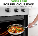 NutriChef 10" Stainless Steel Frying Pan - Triply Kitchenware Stir Fry Pan Kitchen Cookware w/DAKIN Etching Non-Stick Coating, Scratch-resistant Raised-up Honeycomb Fire Textured Pattern