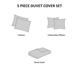 Intelligent Design Raina Duvet Set Metallic Print Geometric Style Embroidered Toss Pillows Modern Trendy All Season Comforter Cover Bedding-Set with Matching Sham, King/Cal King, Ivory/Gold 5 Piece