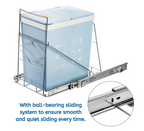Youeon Pull Out Trash Can Holder Under Cabinet, 16x11x16 Inch Heavy Duty Sink Bin Holder, Adjustable Slide Garbage Shelf, Slider for Kitchen Not Included,Silver