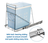 Youeon Pull Out Trash Can Holder Under Cabinet, 16x11x16 Inch Heavy Duty Sink Bin Holder, Adjustable Slide Garbage Shelf, Slider for Kitchen Not Included,Silver