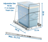 Youeon Pull Out Trash Can Holder Under Cabinet, 16x11x16 Inch Heavy Duty Sink Bin Holder, Adjustable Slide Garbage Shelf, Slider for Kitchen Not Included,Silver