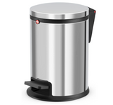 Hailo Pure S Pedal Bin 3 Liters, Kitchen Bin with Lid, Soft-Close Trash Can for Food Waste, Office or Bathroom Use, Compact Waste Bin, Stainless Steel, Made in Germany