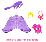 Mermaid Barbie 'Brooklyn' Doll Age 3+ with Phoenix Pet and Accessories, Mermaid Toys with Interchangeable Fins