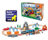 BRIO 33972 Action Tunnel Travel Set - Kids Creative Building Toys and Wooden Toy Train Sets and Wooden Tracks FSC 100% Sustainable | Smart-Tech Sound Tech Toy Full Set