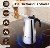 Godmorn Stovetop Espresso Maker, Moka Pot, Italian Coffee Maker 450ml/15oz/9 cup (espresso cup=50m), Classic Cafe Percolator Maker, Stainless Steel, Suitable for Induction Cookers