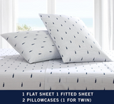 Nautica - King Sheet Set, Cotton Percale Bedding Set, Crisp & Cool, Lightweight & Breathable (Whale Stripe Blue, King)