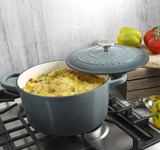 CROCK POT 69143.02 Artisan 7 Quart Enameled Cast Iron Round Dutch Oven, Slate Gray