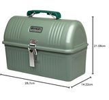 Stanley Classic Lunch Box 5.5 qt | Vintage Metal Lunchbox | Durable Meal Container with Handle and Latch | Stores Food, Drinks, Thermos, Water Bottle | Hammer Tone Green