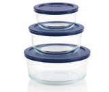 Pyrex 6010170 Simply Store 6-Piece Round Glass Food Storage Set Blue