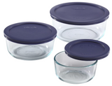 Pyrex 6010170 Simply Store 6-Piece Round Glass Food Storage Set Blue