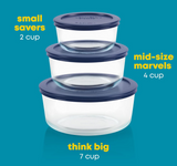 Pyrex 6010170 Simply Store 6-Piece Round Glass Food Storage Set Blue