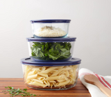 Pyrex 6010170 Simply Store 6-Piece Round Glass Food Storage Set Blue